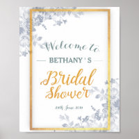 Glam Flowers Gold Frame Bridal Shower Sign