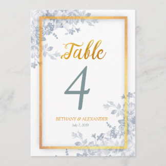 Glam Flowers Gold Frame Calligraphy Table Number