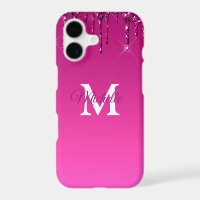 Glam & Fuchsia Ombre Glitter Personalised Monogram