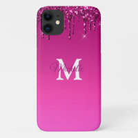Glam & Fuchsia Ombre Glitter Personalised Monogram