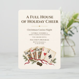 Glam Full House Christmas Casino Night Party  Invitation