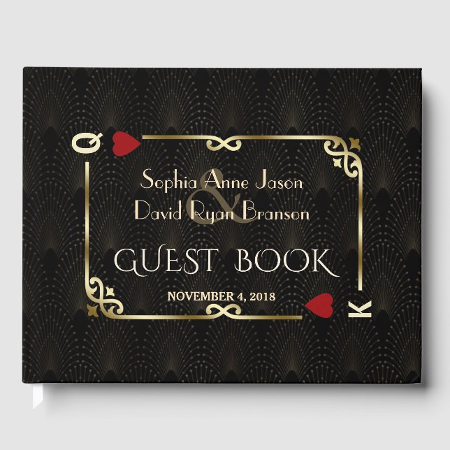 Glam Gatsby Casino Las Vegas Poker Wedding Guest Book (Front)