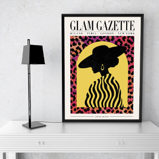 Glam Gazette Fashion Poster Chic Leopard Wall Art