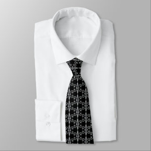 Glam Gemstones White Fleur de Lis Pattern Tie