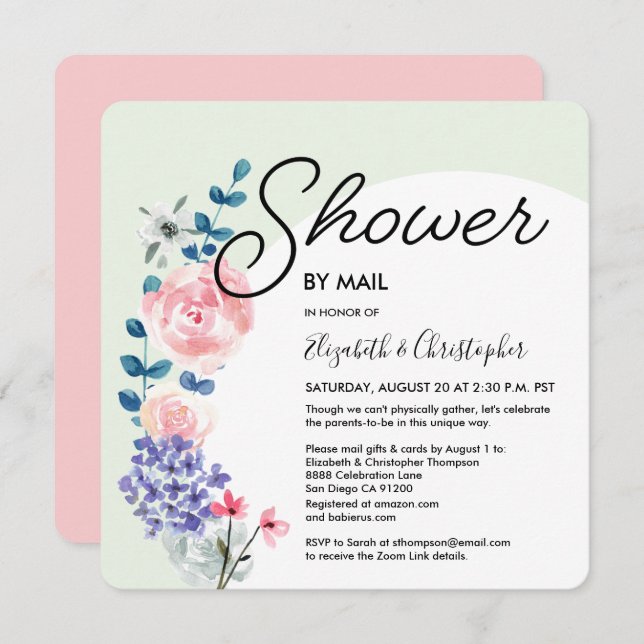 Glam Gender Neutral Whimsical Baby Shower by mail Invitation (Front/Back)