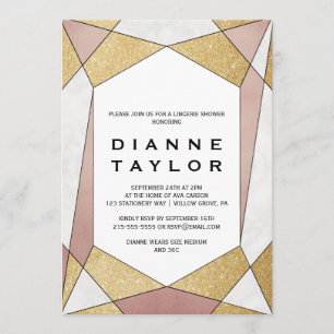 Glam Geometric Diamond Lingerie Shower Invitation