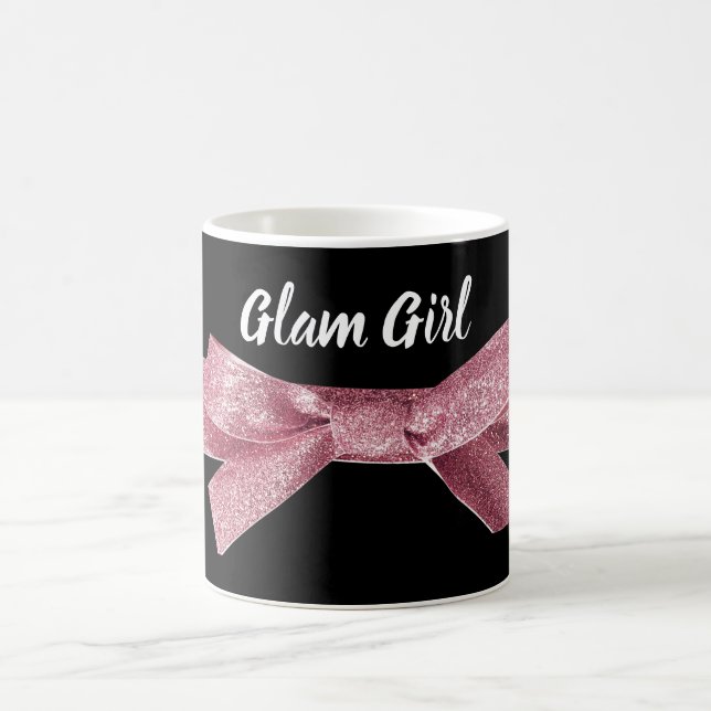 Glam Girl Elegant Pretty Pink Ribbon Bride Coffee Mug (Center)