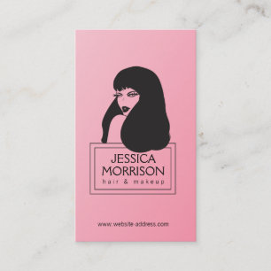 Glam Girl Pink Hair Salon Beauty Business Card