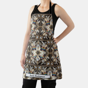 Glam Girly Art Deco Rainbow Butterfly Apron