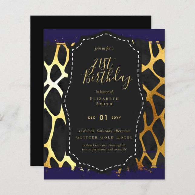 Glam Girly Glitter 21st birthday (or other) Invite (Front/Back)