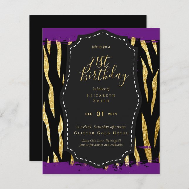 Glam Girly Glitter 21st birthday (or other) Invite (Front/Back)