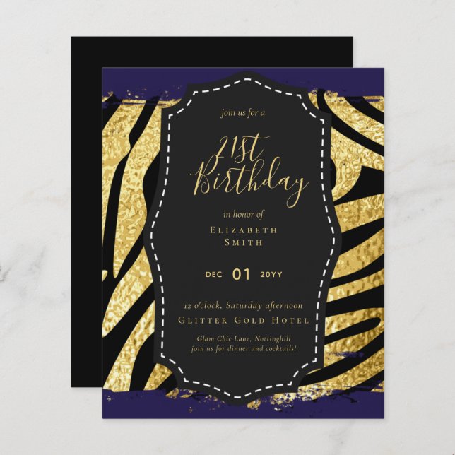 Glam Girly Glitter 21st birthday (or other) Invite (Front/Back)