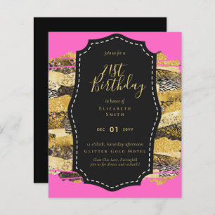 Glam Girly Glitter 21st birthday (or other) Invite