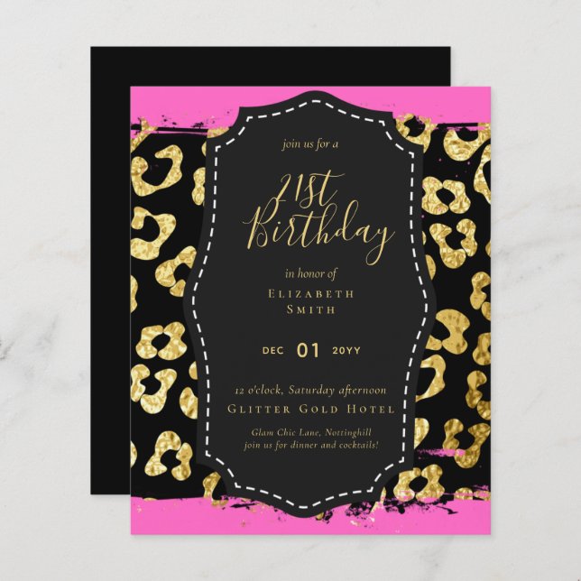 Glam Girly Glitter 21st birthday (or other) Invite (Front/Back)