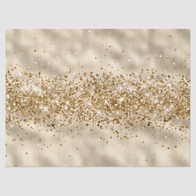 Glam Girly Gold Glitzy Glitter Sparkle Confetti Tissue Paper (Front)