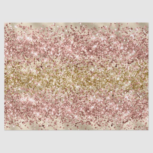 Glam Girly Gold Pink Glitter Sparkle Confetti Tissue Paper (Front)