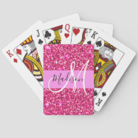 Glam Girly Hot Pink Glitter Sparkles Name Monogram