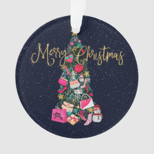 Glam Girly Shoes Purse Makeup Christmas Tree Ornament