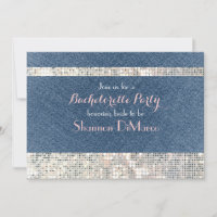 Glam Glamour Denim Sequins Glitz Party Invitation