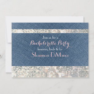 Glam Glamour Denim Sequins Glitz Party Invitation