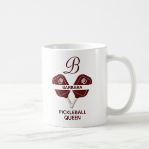 Glam Glit Pickleball Queen Monogram Name Floral   Coffee Mug