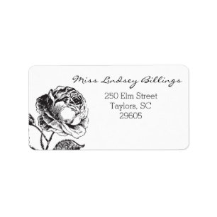 Glam Glitter Black and White Floral Address Label