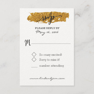 Glam Glitter Black and White Floral RSVP Card