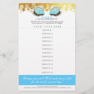 Glam glitter eyes makeup artist salon price list flyer