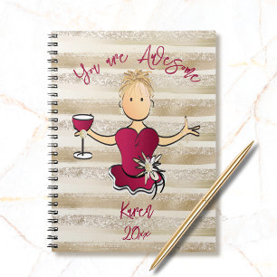 Glam Glitter Fun Female Cartoon Encouragement Notebook