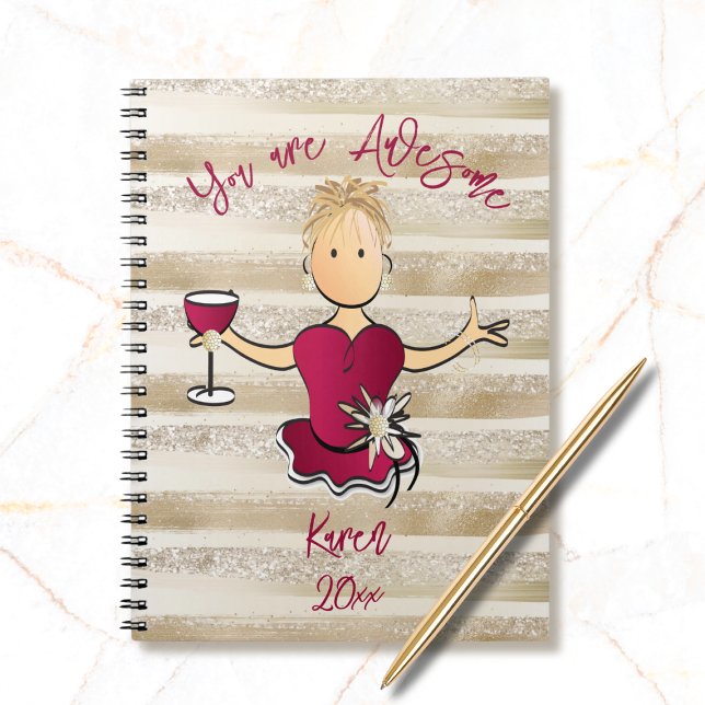Glam Glitter Fun Female Cartoon Encouragement  Notebook (Creator Uploaded)