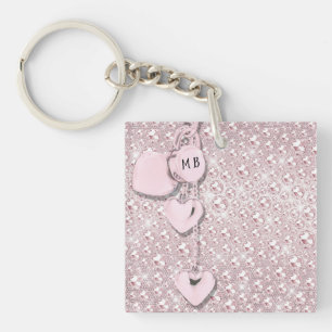 Glam Glitter Girly Pink Key Ring