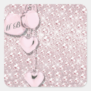 Glam Glitter Girly Pink Square Sticker