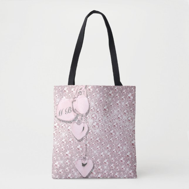 Glam Glitter Girly Pink Tote Bag (Front)