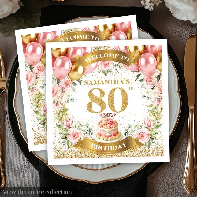 Glam Glitter Gold 80th Birthday Celebration Napkin (Glam Glitter Gold 80th Birthday Celebration Napkins)