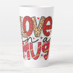 Glam Glitter Gold Red Luxe Love Valentines  Latte Mug