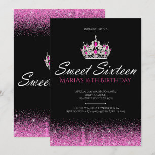 Glam & Glitter, Pink Sweet Sixteen Invitations