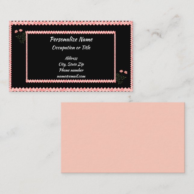 Glam Glitz Hot Pink Black Girly Glitter Borders Business Card (Front/Back)