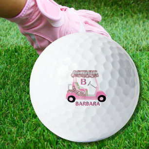 Glam Glitz Monogram Name Rose Gold Diamond Cart  Golf Balls