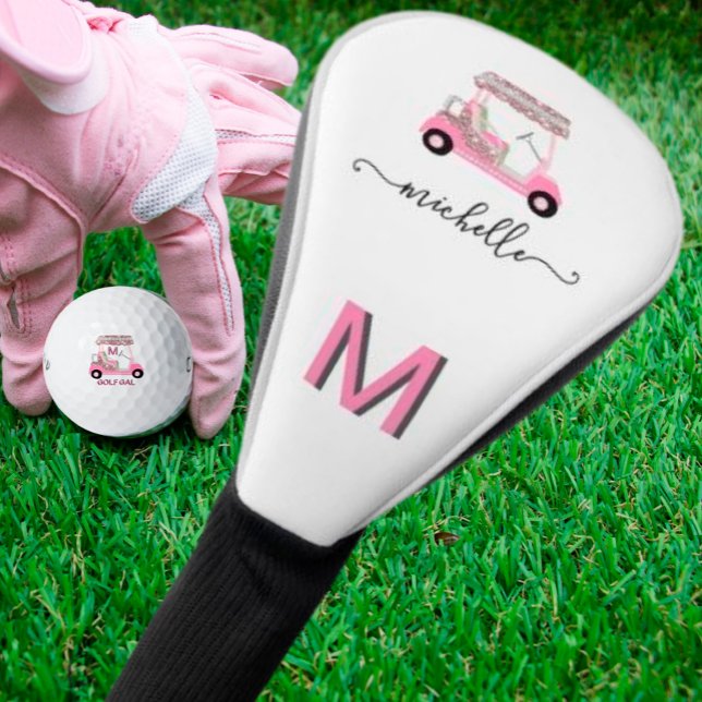 Glam Glitz Monogram Rose Gold Diamond Cart  Golf Head Cover (Creator Uploaded)