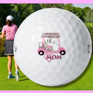 Glam Glitz Monogram Rose Gold Mum  Golf Balls