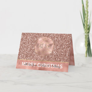 Glam Glitzy Glitter Rose Gold Christmas Tree Holiday Card