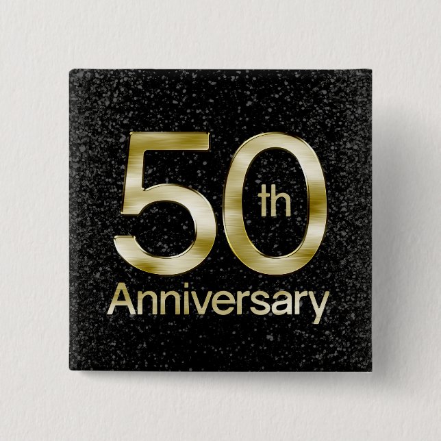 Glam Gold 50th Anniversary 15 Cm Square Badge (Front)
