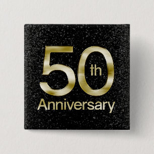 Glam Gold 50th Anniversary 15 Cm Square Badge