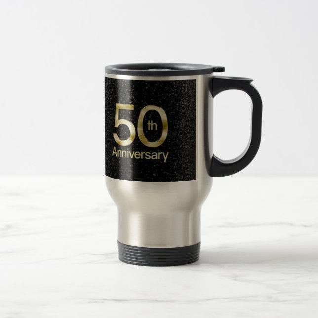 Glam Gold 50th Anniversary Travel Mug (Right)