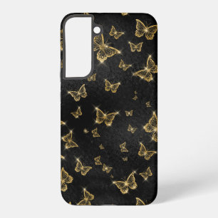 Glam gold and black butterflies pattern samsung galaxy case