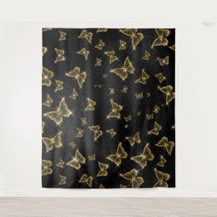 Glam gold and black butterflies pattern tapestry