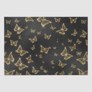 Glam gold and black butterflies pattern tissue paper