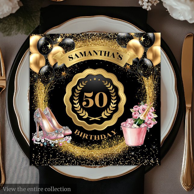 Glam Gold Balloons Napkins with Blush High Heels (Glam Gold Balloons Napkins with Blush High Heels

)