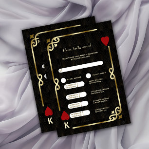 Glam Gold Black Art Deco 20s Wedding and Itinerary RSVP Card