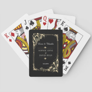 Glam Gold Black Art Deco Casino Las Vegas Wedding Playing Cards